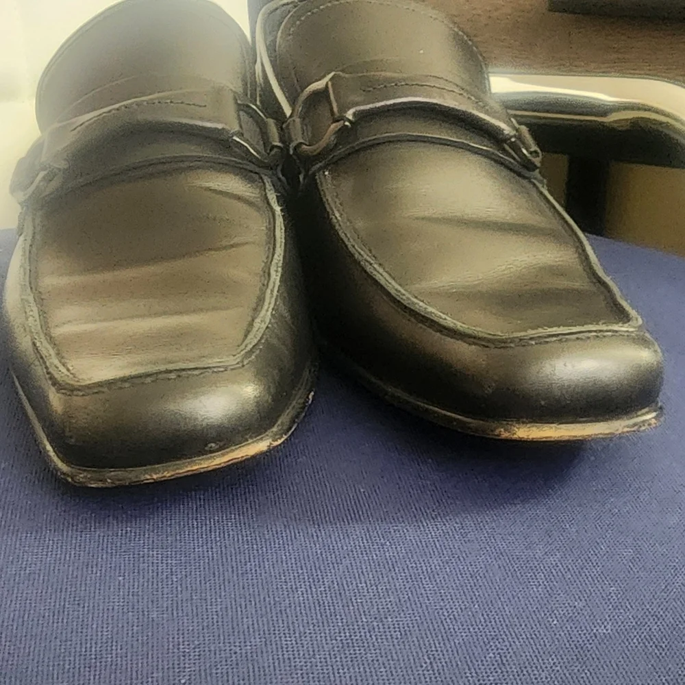 Salvatore Ferragamp Black Leather Men's Loafers, Size 10.